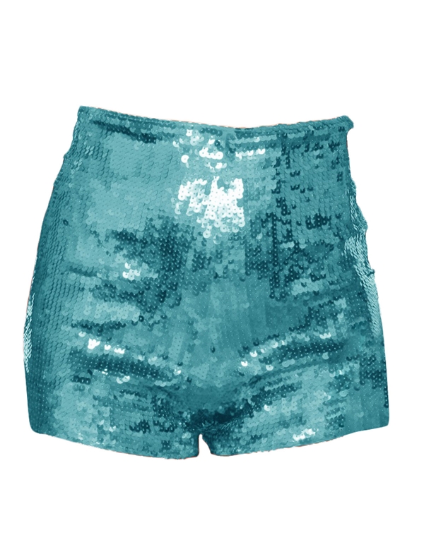 Sequin Shorts With Zipper ALT1 view Color: TQ