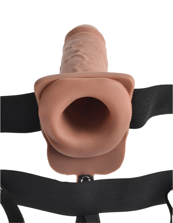 7 Inch Vibrating Strap-On With Balls ALT1 view Color: CAR