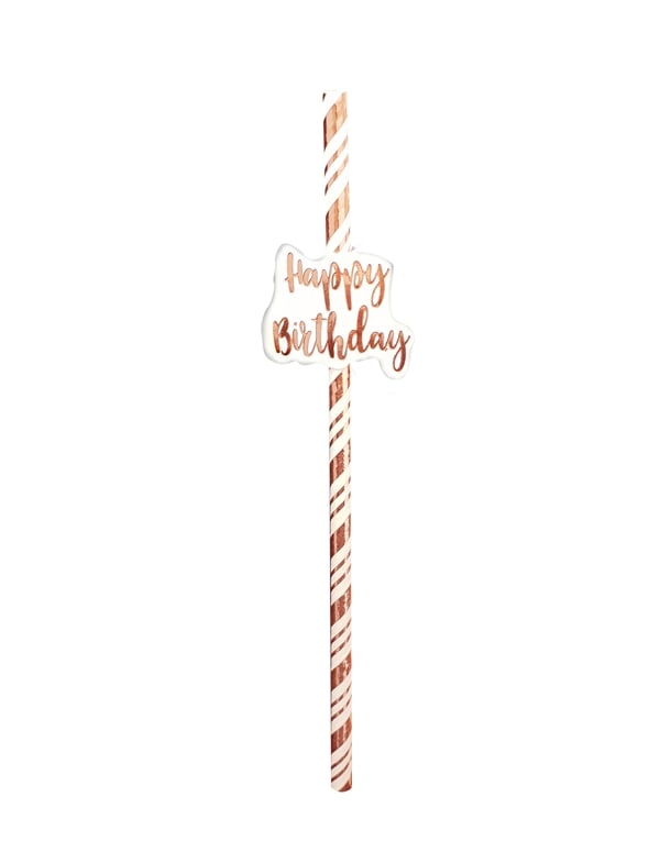 Happy Birthday Rose Gold Straws default view Color: RGLD