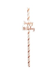 Front view of HAPPY BIRTHDAY ROSE GOLD STRAWS