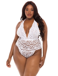 Additional  view of product JEANA HIGH LEG GALLOON LACE TEDDY with color code WH