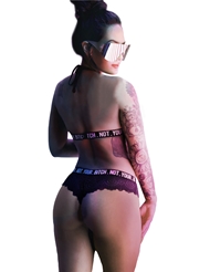 Alternate back view of NOT YOUR BITCH LACE BRALETTE AND PANTY SET