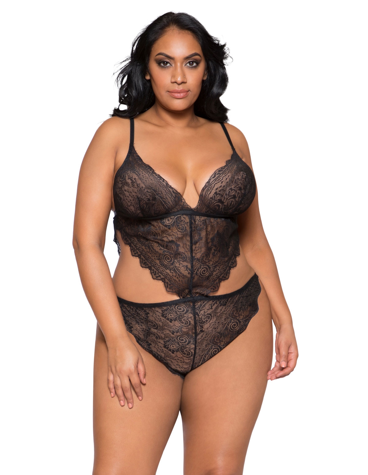 alternate image for LACE CUTOUT TEDDY
