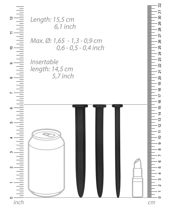 Ouch Silicone Screw Urethral Plug Set - Advanced ALT3 view Color: BK