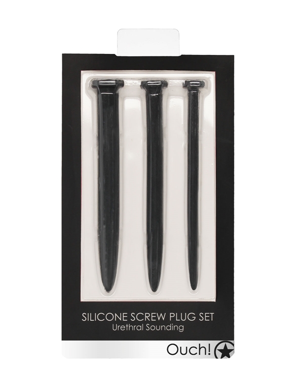 Ouch Silicone Screw Urethral Plug Set - Advanced ALT5 view Color: BK