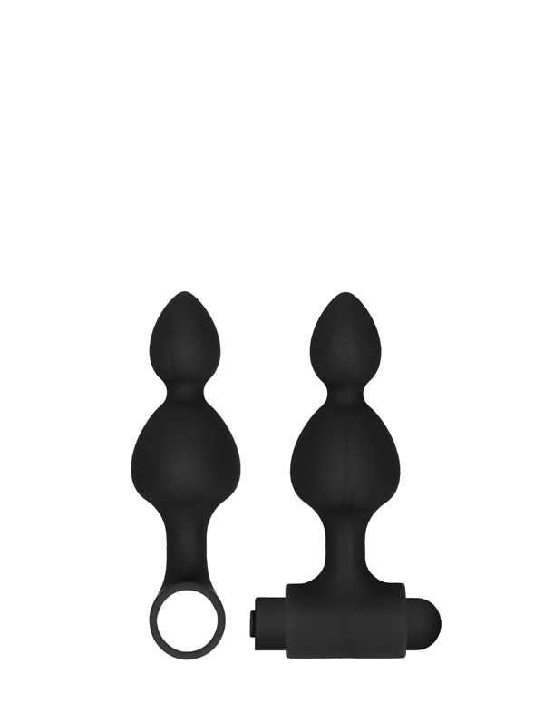 OUCH SILICONE RECHARGEABLE VIBRATING ANAL SET ALT3 view Color: BK
