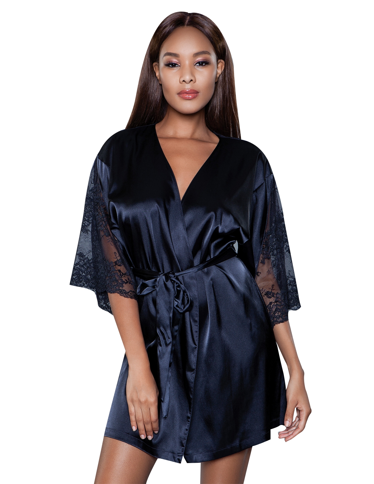 alternate image for Grace Satin And Lace Robe