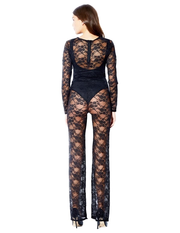 Smokestack Lace Cat Suit ALT1 view Color: BK