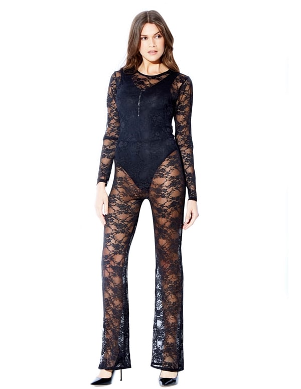 Smokestack Lace Cat Suit ALT2 view Color: BK