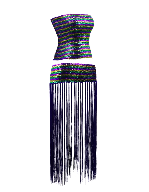 Mardi Gras Fringe Skirt Set ALT1 view Color: MC