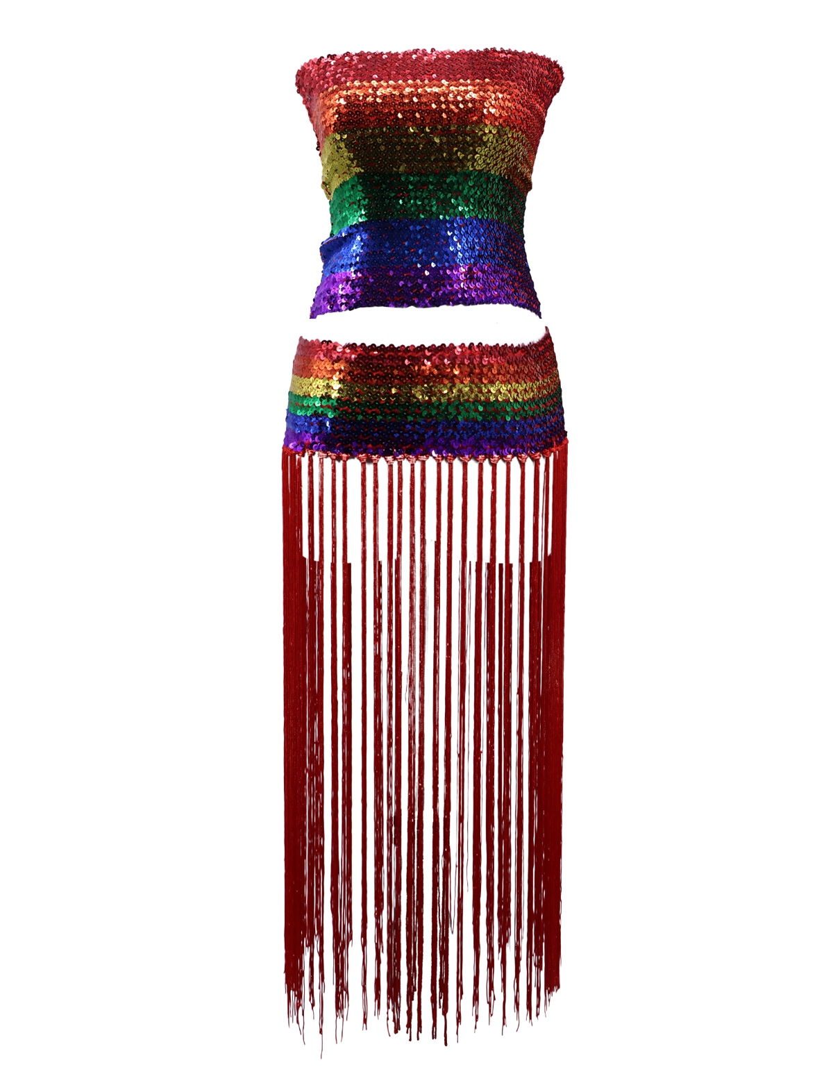 alternate image for Rainbow Sequin Skirt Set