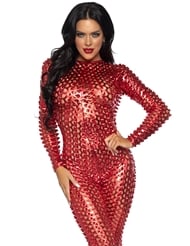 Additional  view of product LASER CUT METALLIC JUMPSUIT with color code RD