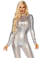 Additional  view of product LASER CUT METALLIC JUMPSUIT with color code SL