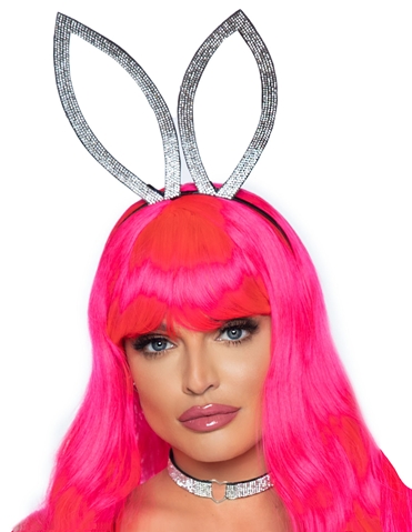 2PC FAUX RHINESTONE BUNNY EARS HEADBAND - 2767-04054