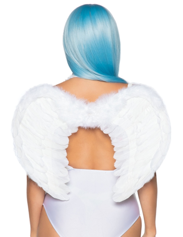 Marabou Trimmed Feather Angel Wings ALT1 view Color: WH