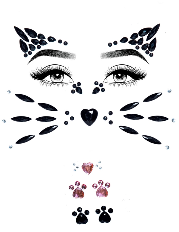 Animal Adhesive Face Jewels default view Color: BK