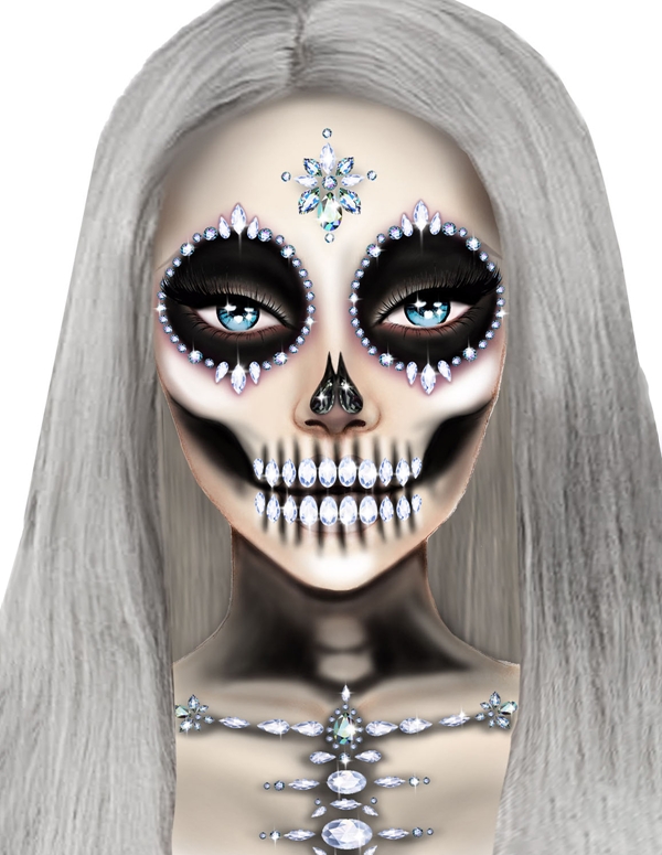 Skeleton Adhesive Face Jewels ALT1 view Color: CL