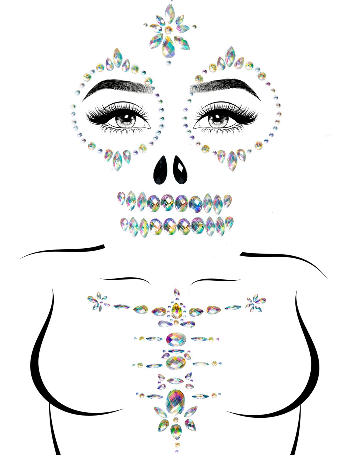 alternate image for Skeleton Adhesive Face Jewels
