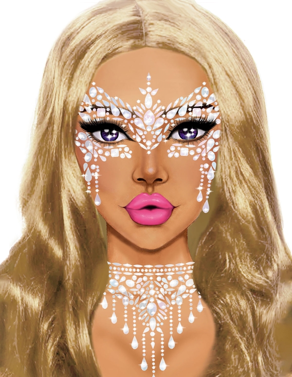 Masquerade Adhesive Face Jewels ALT1 view Color: CL