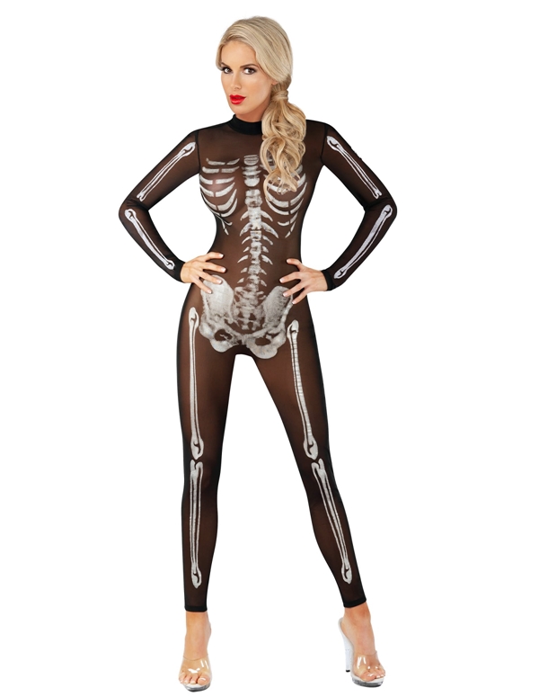 Scantily Skeletal Body Suit ALT view Color: BW
