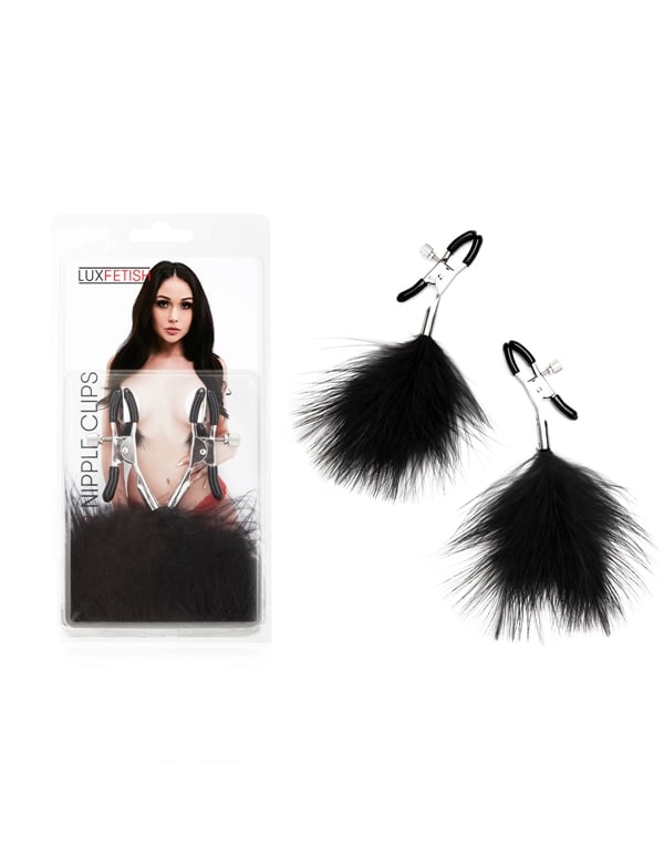 Lux Fetish Feather Nipple Clamps ALT4 view Color: BK