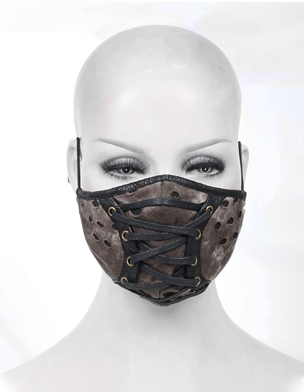 Tie Dye Ribbed With Laces Face Mask ALT2 view Color: BBN