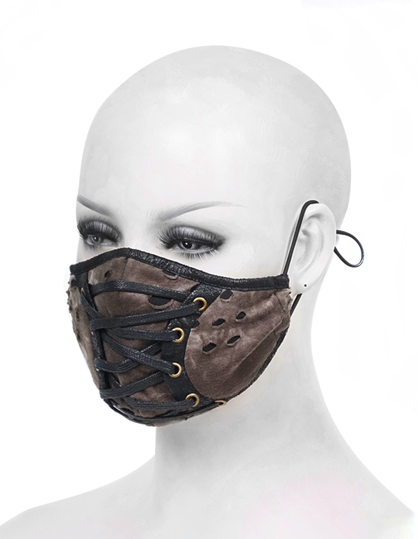 Tie Dye Ribbed With Laces Face Mask ALT3 view Color: BBN