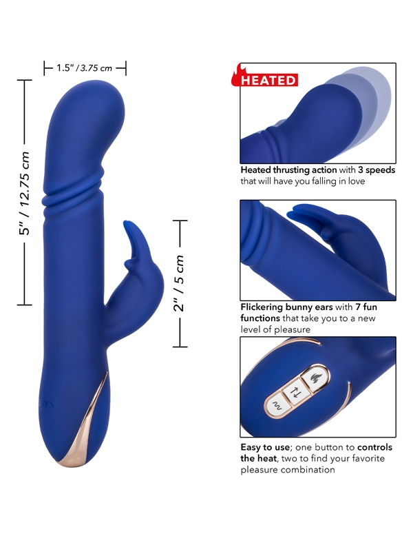 JACK RABBIT HEATED SILICONE THRUSTING VIBRATOR ALT6 view Color: BL