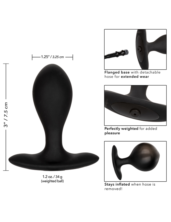 WEIGHTED SILICONE INFLATABLE PLUG ALT4 view Color: BK