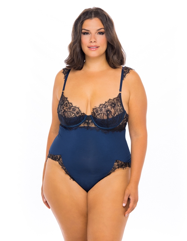 Nicole Jersey And Lace Teddy ALT2 view Color: ESTB