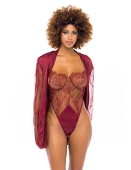 Additional  view of product ELISHA SATIN ROBE AND LACE TEDDY SET with color code RBB