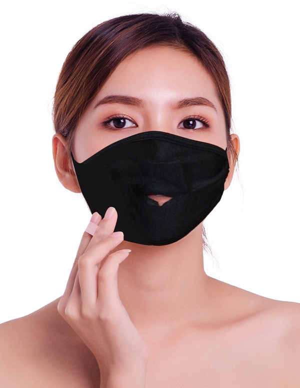 Face Mask With Rhinestone Straw Flap default view Color: BK