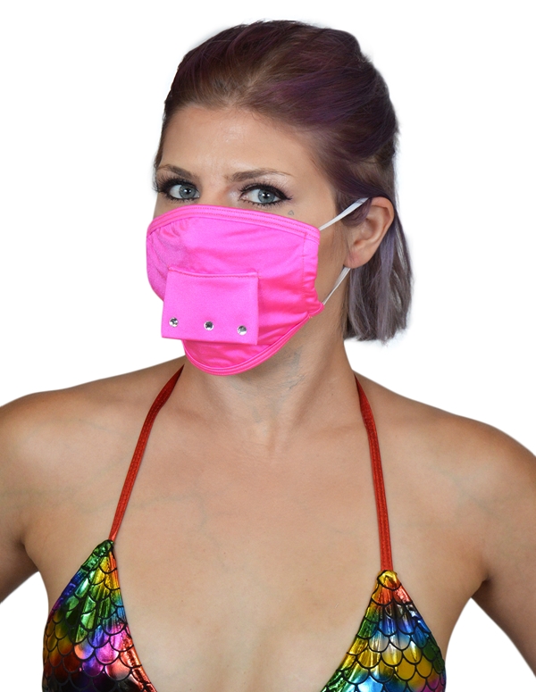 Face Mask With Rhinestone Straw Flap default view Color: HP
