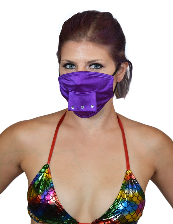 Face Mask With Rhinestone Straw Flap ALT1 view Color: PR
