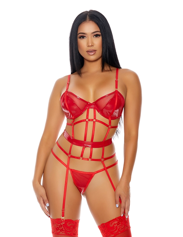 Double Strapped Bustier ALT2 view Color: RD