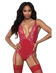 Front view of TIDE OF PASSION LOW PLUNGE TEDDY