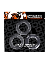 Alternate back view of OXBALLS WILLY RINGS 3PK STRETCHY COCKRINGS