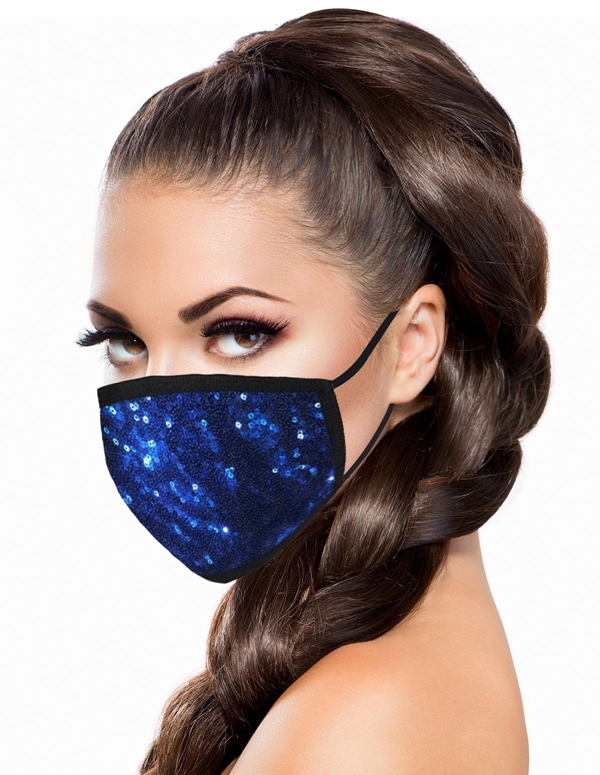Dark Blue Sequin Face Mask MSK68204150 Lover's Lane