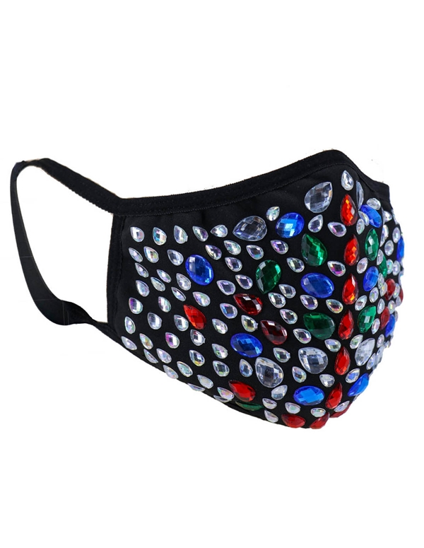 MULTICOLOR RHINESTONE FACE MASK ALT1 view Color: MC