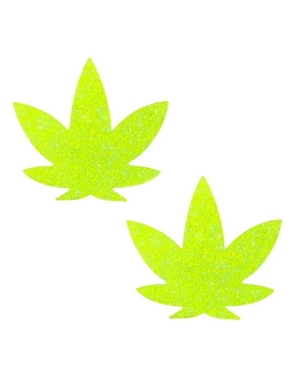 Nipztix 420 Blacklight Weed Leaf Pasties default view Color: LI
