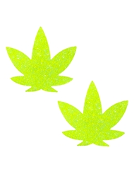 Front view of NIPZTIX 420 BLACKLIGHT WEED LEAF PASTIES