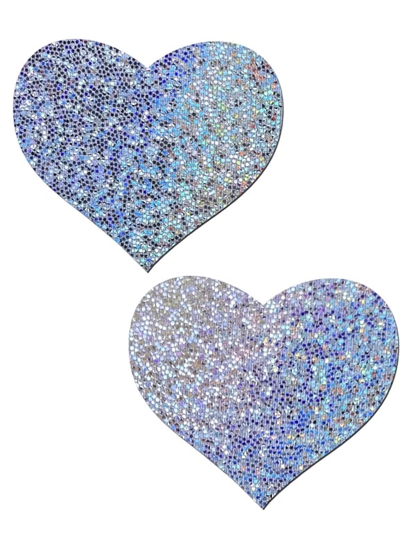 Pastease Silver Glitter Heart Pasties ALT1 view Color: SL