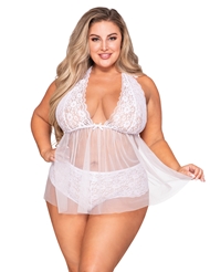 Front view of RETRO SHORT HALTER BABYDOLL