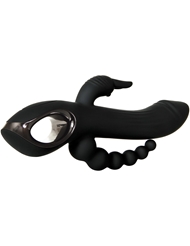 Alternate back view of TRIFECTA SILICONE TRIPLE STIMULATION VIBRATOR