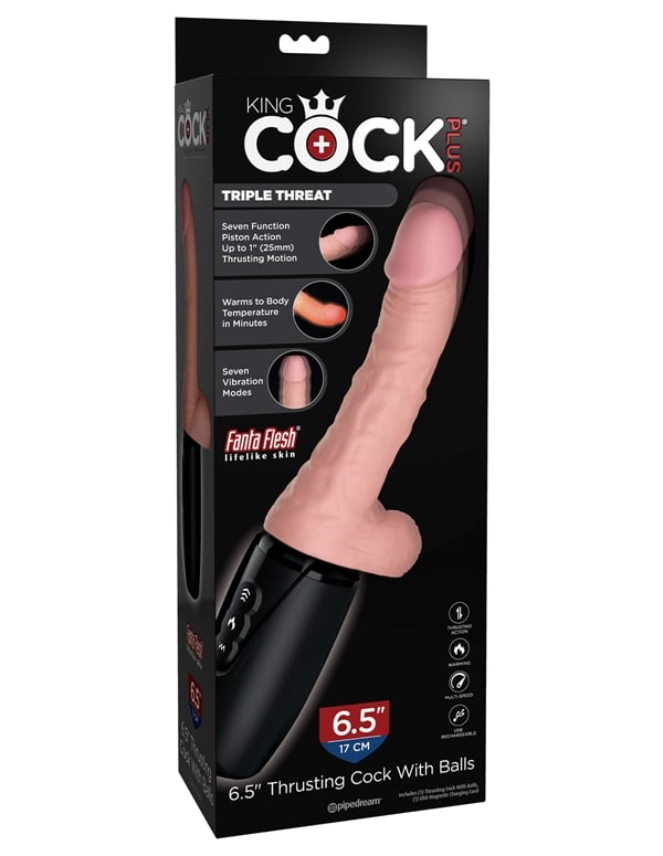 King Cock Plus 6.5 Thrusting Cock With Balls ALT7 view Color: NU