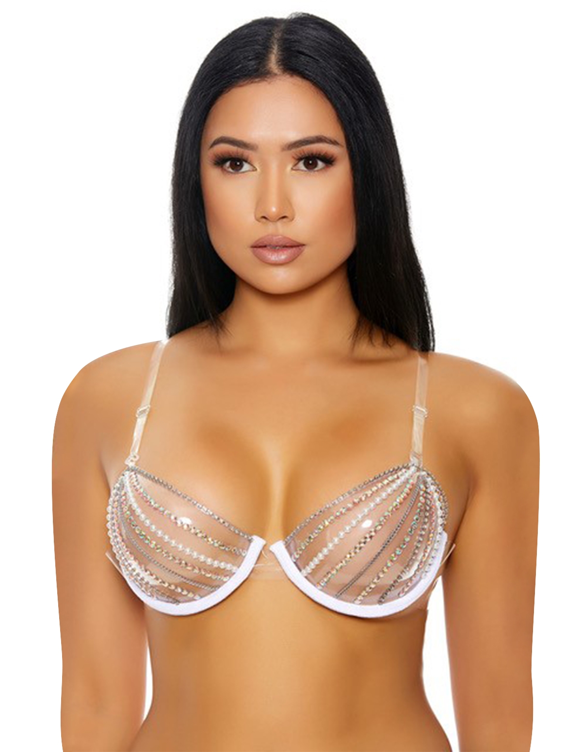 alternate image for Clear As Crystal Pearl And Rhinestone Bra
