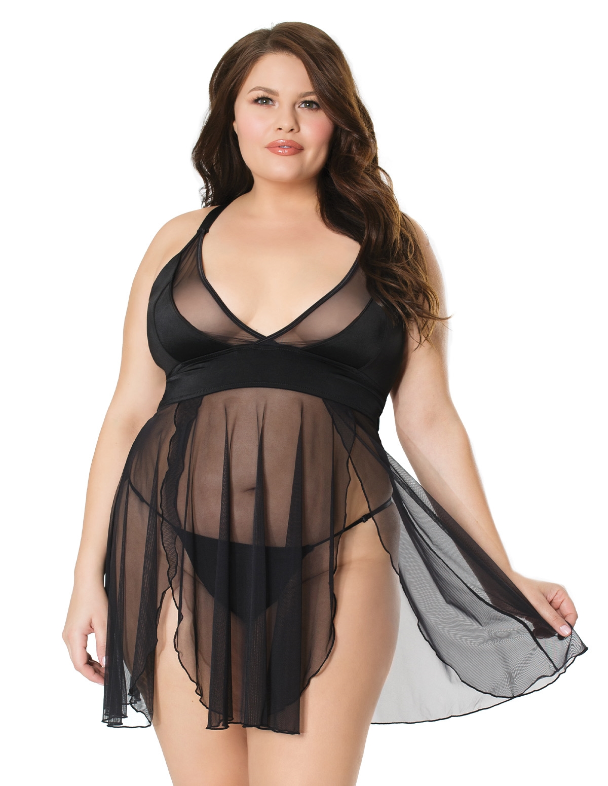 alternate image for Sheer Seductress Cage Back Babydoll
