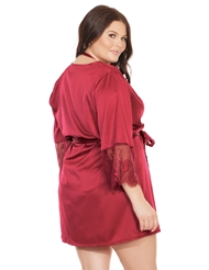 Alternate back view of SATIN AND LACE PLUS SIZE ROBE