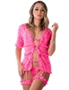 Additional NEON PINK view of product 4PC ULTIMATE COMBINATION ROBE SET WITH BRA AND THONG with color code NP