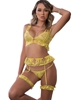 Additional NEON YELLOW view of product OH SO SWEET BRA TOP AND GARTER SET with color code NY